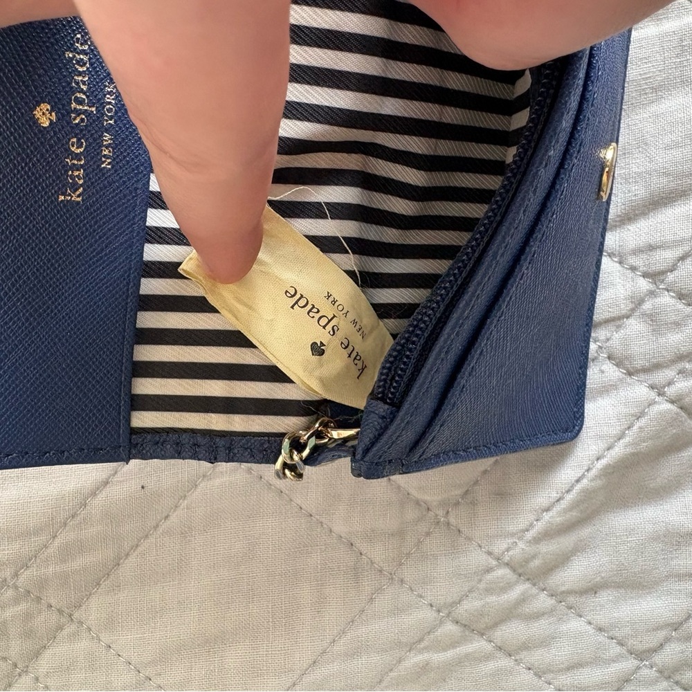 Kate Spade Midnight Blue Clutch with Gold Accents - Picture 11 of 11
